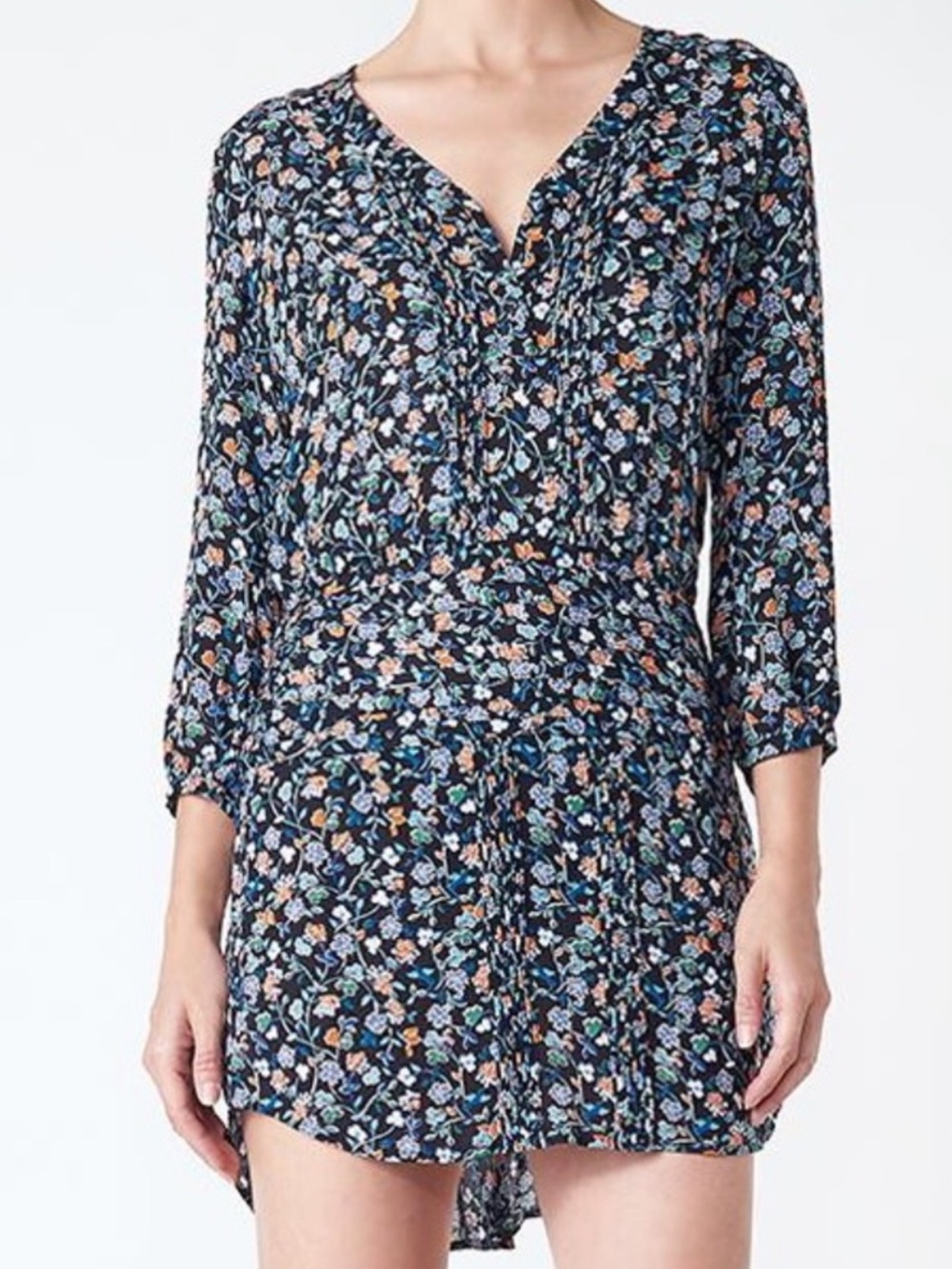 NWT Veronica Beard 100% Silk August Boho Dress Floral 3/4 Sleeve